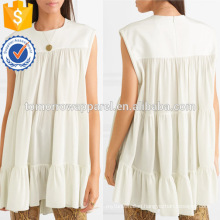Tiered Loose Fit A-Line White Sleeveless Ruffled Summer Top Manufacture Wholesale Fashion Women Apparel (TA0070T)